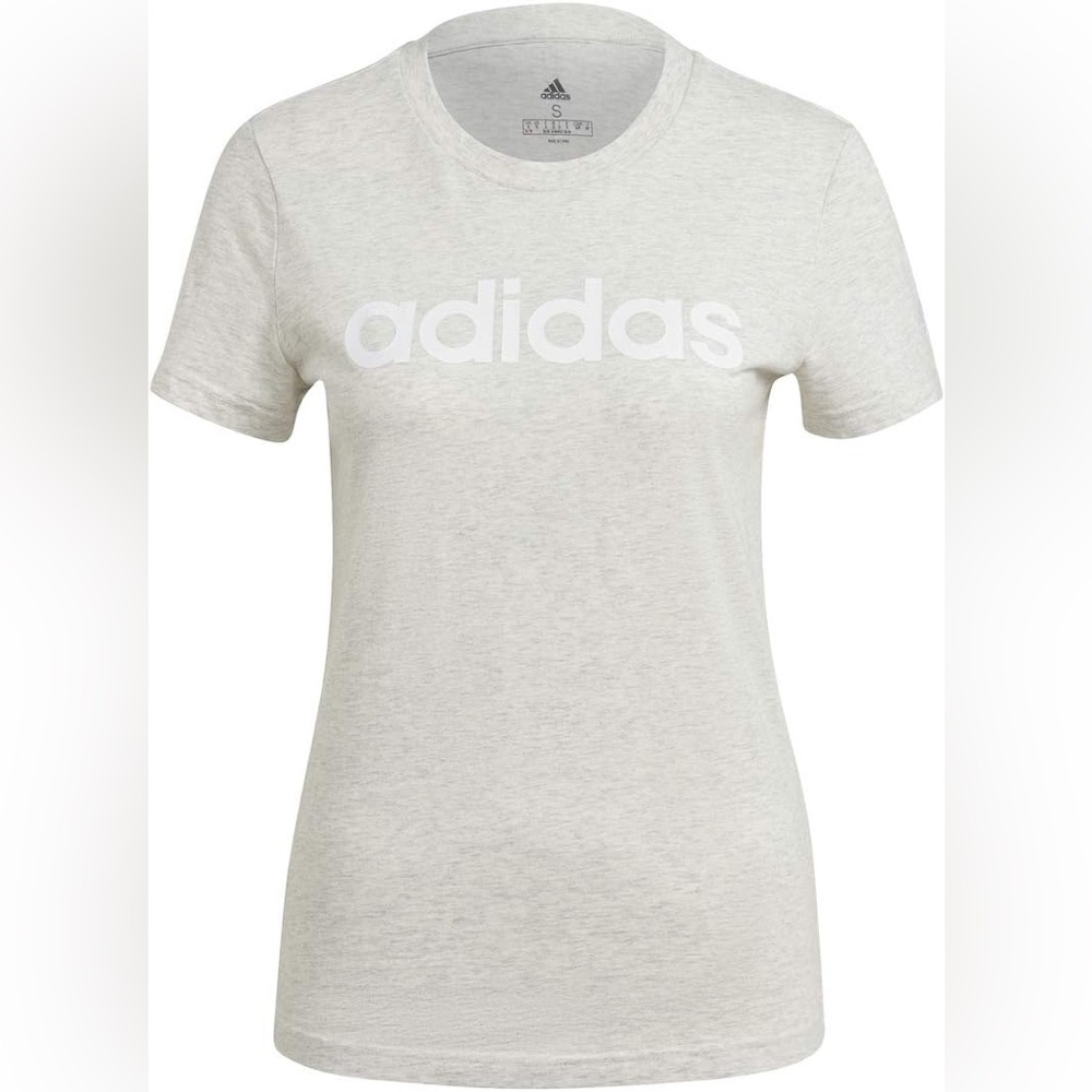 Women’s Adidas Slim Logo Tee in Grey Heather